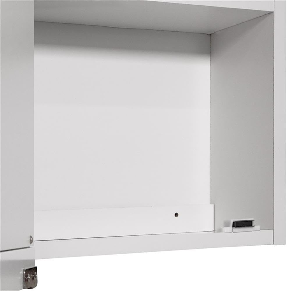Pemberly Row 48-Inch Tri-View Wood Medicine Cabinet, White Semi-Gloss Finish, 3 Doors with 2 Stationary Shelves, Durable Moisture-Resistant Bathroom Storage Mirror Cabinet
