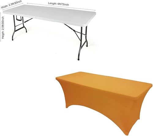 Miniatura 4 de Mantel de mesa de elastano elástico dorado de 6 pies para mesa plegable rectangular