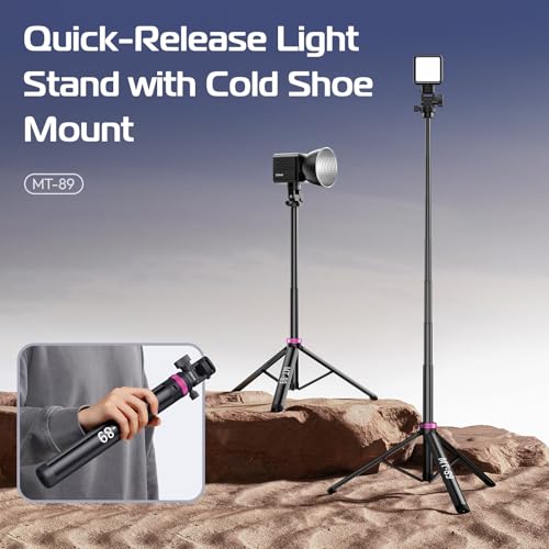 ULANZI MT-89 Trépied de Lampe en Aluminium, 208cm trépied Extensible Portable, Support pour Appareil Photo et éclairage, pour Studio Photographie Extérieure Lumière Anneau Flash Boîte à lumière – Image 3