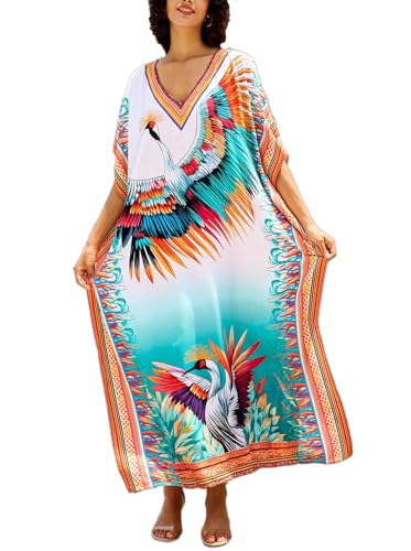 Image of NFVNKJ Women's Plus Size Beach Lounge Kaftan Maxi Dress Swimsuit Coverup for Women