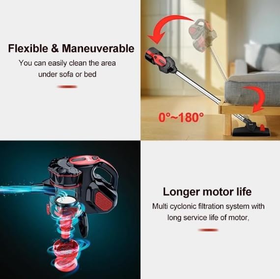 Powerful 18Kpa Suction Stick Vacuum Cleaner by Brand - Lightweight, HEPA Filter, Blue, Ideal for All Floors