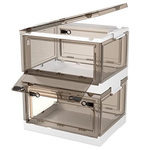 Storage Bins with Lids, 2 Packs 26Qt Plastic Storage Bins for Closet