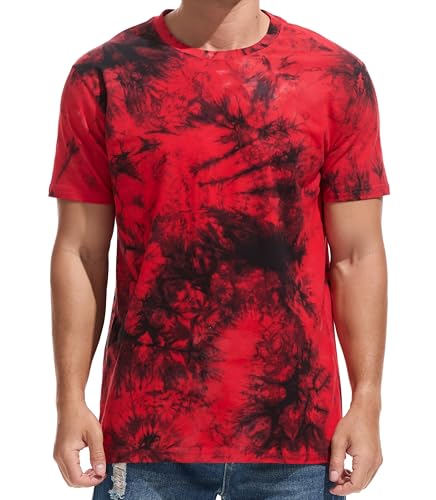 RONOMO Herren T-Shirt | Street Graffiti | mittlere Elastizität | Vorwäscheschutz | （ZR Red L ）