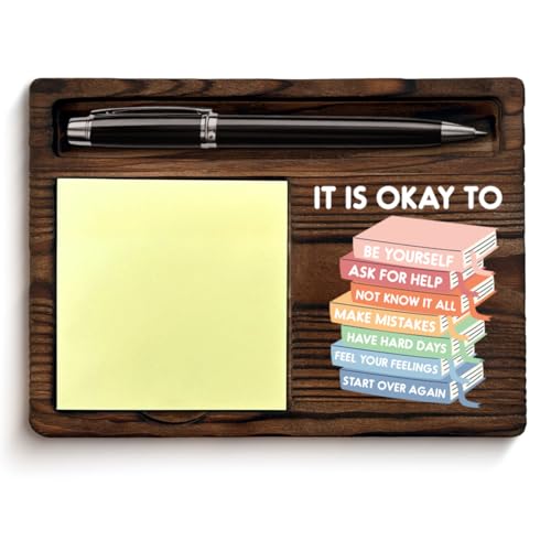 Inspirational Gifts It's Okay to Be Yourself Sticky Note Holder Motivational Self-Stick Note Pad Holders Home School Counselor Therapy Office Classroom Decor