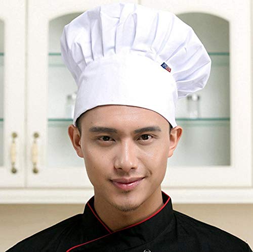 Wijider Gorro Cocinero 1 Unid Cocinar Ajustable Chef Hat Hombres Cocina Baker Elástico Sombrero Catering Gorro de Cocina Sombreros Lisos A Rayas Gorro de Trabajo D