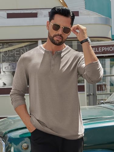 Men's Long Sleeve Henley Shirt - Casual Color Block T-Shirt - Image 5