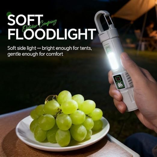 Image of M60 Rechargeable LED Torch with Digital Battery Display, Portable Emergency & Camping Torch(White)