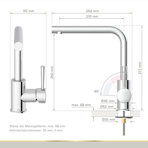 Mitigeur cuisine OLINA chromé Lenz anti calcaire durable - 6