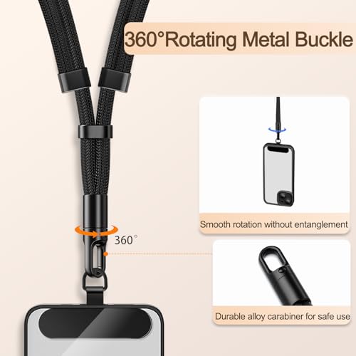 Correa ajustable para teléfono universal: cordón de cuello negro 3