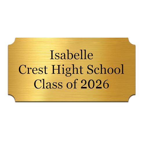 Image of Engraved Name Plates 2 inch x 4 inch Graduation Gifts Class of 2026 Custom Plaque Trophy Plates Engraved Name Plate Custom Engraved Plate Personalized Engraved Brass Plaque(Gold-1, 2x4 in)