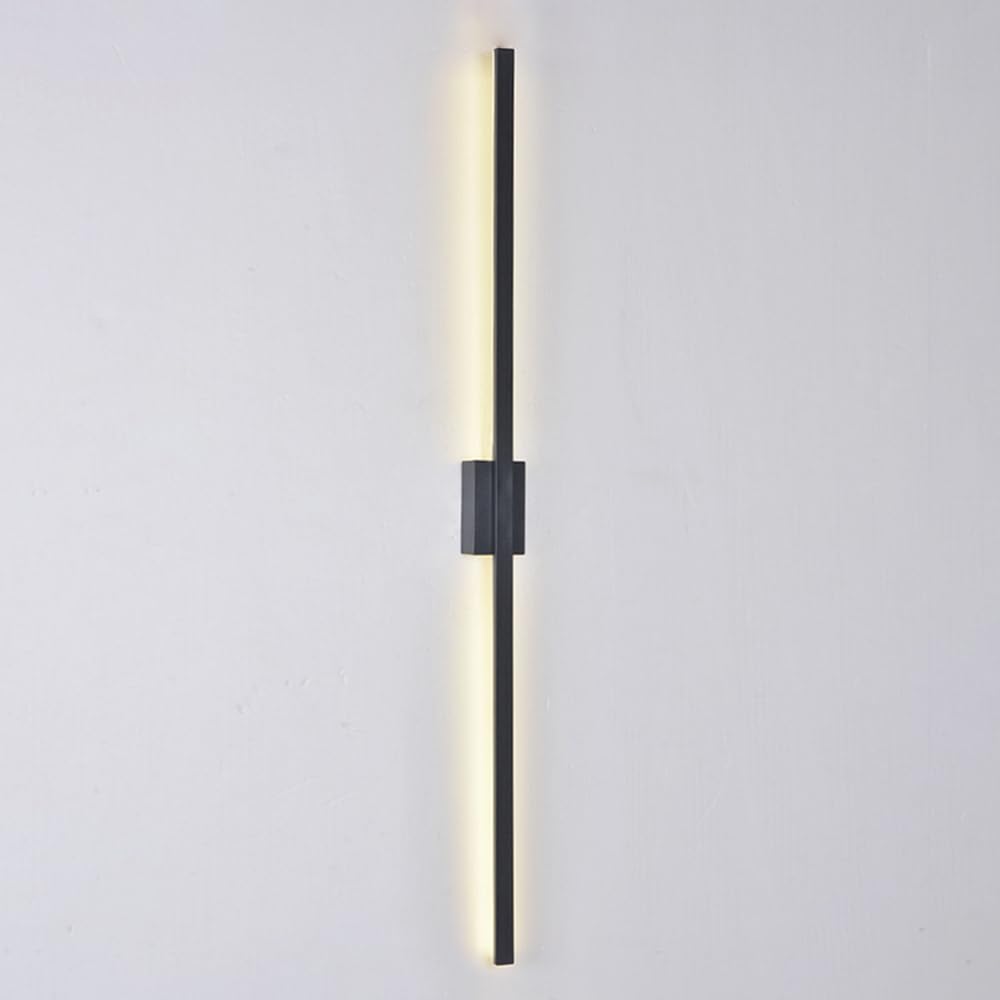 HCZKIUJY Modern Linear Wall Sconce Light Fixture for Living Room Bedroom Long Strip Wall Mount Lighting Minimalist Design Indoor Wall Wash Lights Hardwired Sconces Luminaires (Black-100cm)