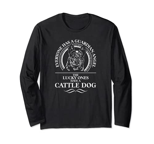 Proud Cattle Dog Guardian Angel dog saying dog mom Long Sleeve T-Shirt, Black
