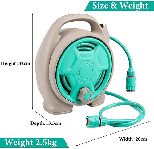 Image of Garden Hose Reel Auto Winder Retractable Water Pipe 7 Functional Nozzle Sprinkler Automatic Rewind Slow Return System Home Car Wash Hose, Patio Hose Reel for Cleaning Watering