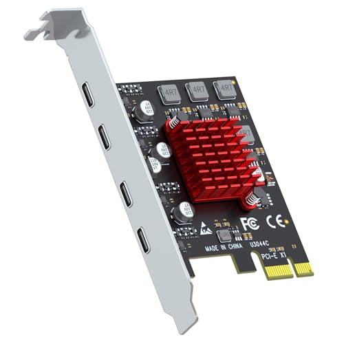GLOTREND U3044C 4-Port PCIe USB Expansion Card 4 USB-C Ports (USB 3.2 Gen 1) Compatible with Windows Linux (Not for Mac OS)