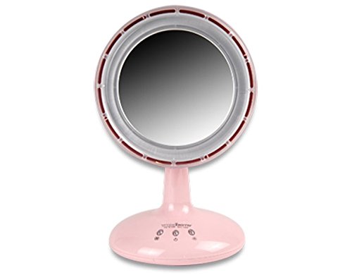 Makeup Mirror with LED Light and Fan (Pink)