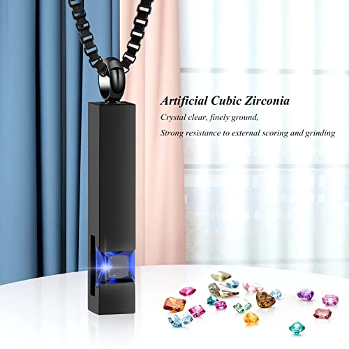 XSMZB Crystal Cremation Urn Jewelry Cube Memorial Ashes Necklace Pendant Keepsake- Black Birthstone Series4