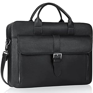 ESTARER Laptop Briefcase 15.6 Inch, Men’s Briefcase for Business/Travel, Leather Computer Office Work Bag, Water Resistant Laptop Bag, Black