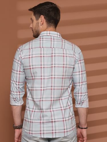Image of Majestic Man Comfort Slim Fit Pure Cotton Checked Casual Shirt