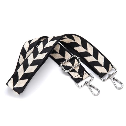 Image of S&loyoe Silver bucklePurse Straps Replacement Crossbody Bag Strap Adjustable Wide Guitar Straps for Handbags 1.5inch (Rhombus black silver)