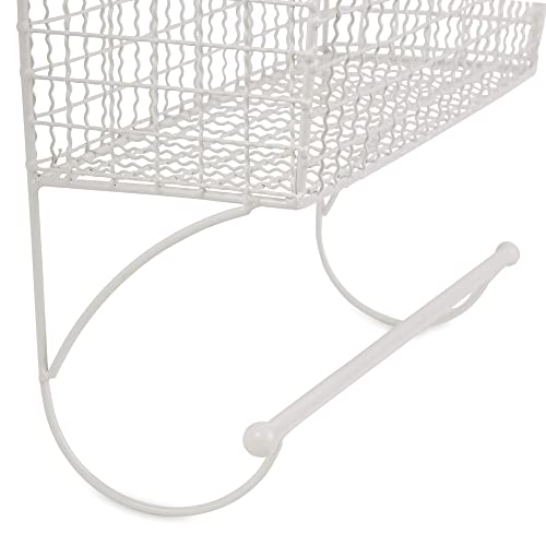 Toallero grande de metal DII blanco antiguo para almacenaje rústico 4