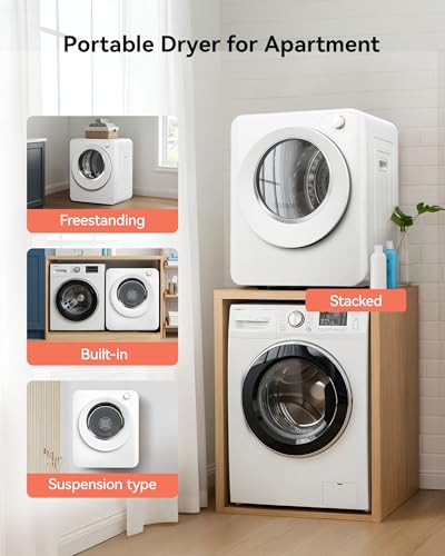Image of Euhomy Portable Clothes Dryer, 1.5 Cu.Ft. Portable Dryer, 850W Drying Machine with Front-Loading Stainless Steel Drum, 5 Functions, Suitable for Apartments, Dorms, RVs, Small Spaces