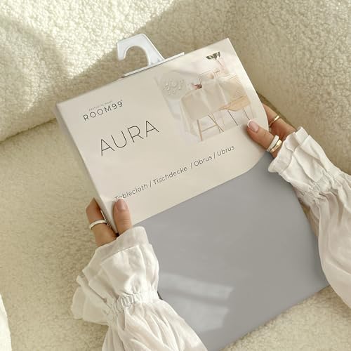 Nappe de table 140x300 cm rectangulaire gris clair antitache - 5