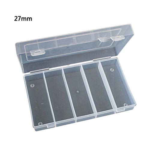 Preisvergleich Produktbild Youliy Rechteckige Aufbewahrungsbox aus transparentem Kunststoff, Aufbewahrungsbox mit 5 Schlitzen für 100 Münzkapseln, 27 mm / 30 mm Münzkapselhalter oder 5 x 27 mm Münzrohr
