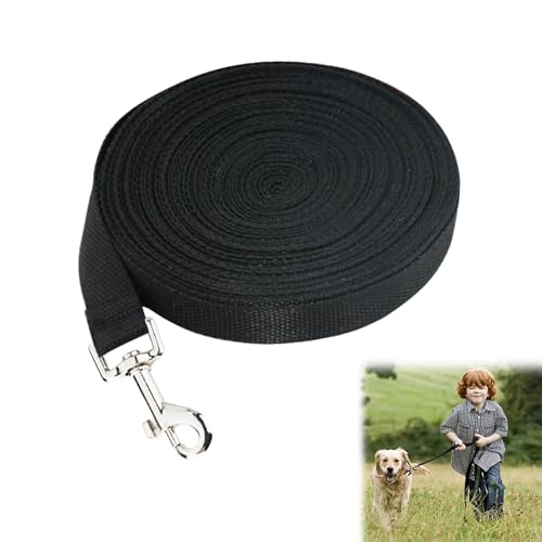 Noaxylic Schleppleine für Hunde, 10m Schleppleine Stark & Robust, Hundeleine mit Handschlaufe und Metall Karabiner, Trainingsleine für Kleine Mittlere und Große Hunde (Schwarz)