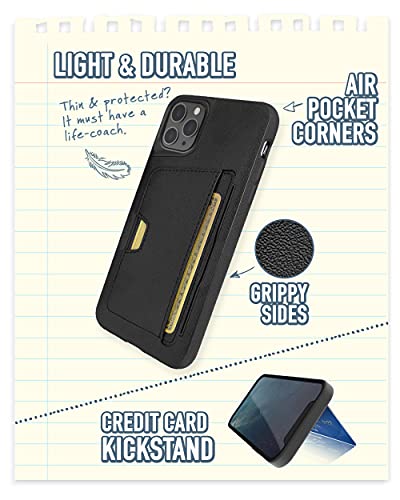 Image of Smartish iPhone 11 Pro Wallet Case - Wallet Slayer Vol. 2 [Slim Protective Kickstand] Credit Card Holder (Silk) - Black Tie Affair