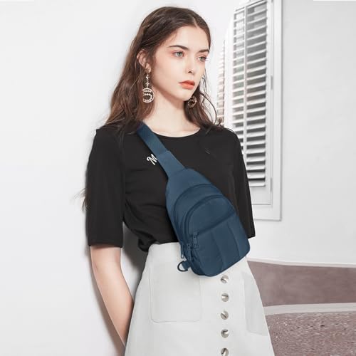 Image of Viverte Quilted Puffer Crossbody Bags for Girls Gifts for Teen Girls Sling Bag Lightweight Cross Body Bubble Purse Shoulder Bag for Travel (Navy Blue)
