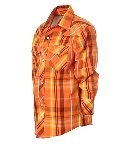 Image of Gioberti Boys Casual Western Plaid Long Sleeve Pearl Snaps Shirt