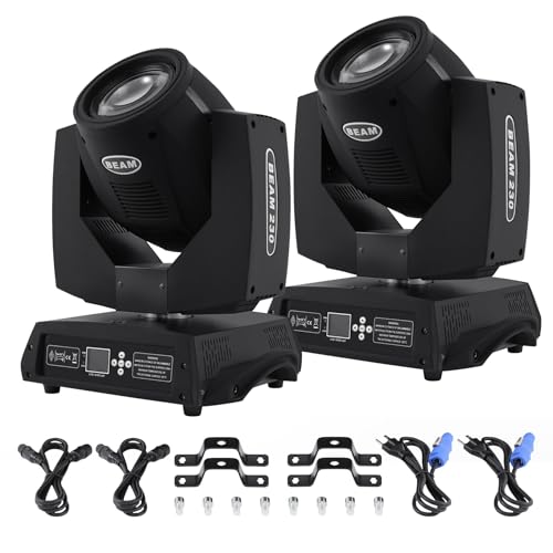 Ridgeyard 230W 7R 16 Prisms LED Beam Moving Head Light, DMX512 Strobe Spotlighting Stage Light with 15 Colors & 18 gobos for TV Show dj Party Wedding Performance - 2 Pcs