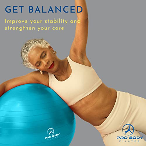 Probody Pilates Ball Yoga Ball Exercise Ball, Fresh Colors Balance Ball Or Pregnancy Ball For Stability, As A Yoga Ball Chair, Therapy Ball Workout Ball Or Birthing Ball For Pregnancy (Sky, 65 Cm) #TOP1
