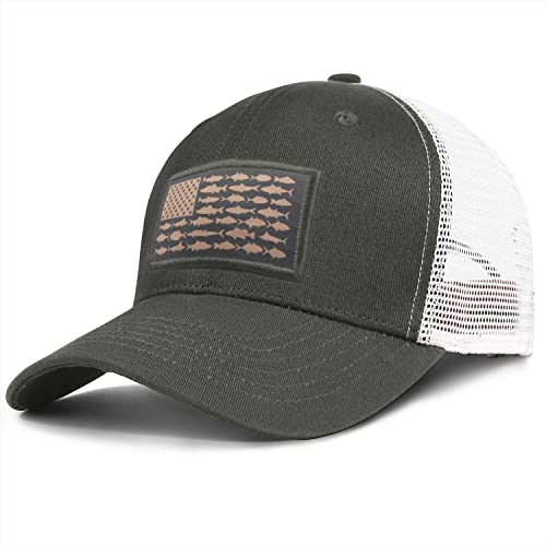 American Fish Flag Trucker Hats - Fishing Gifts For Men - Outdoor Snapback Fishing Hats Perfect For Camping And Daily Use (04.Olive Green, Osfm) #TOP1
