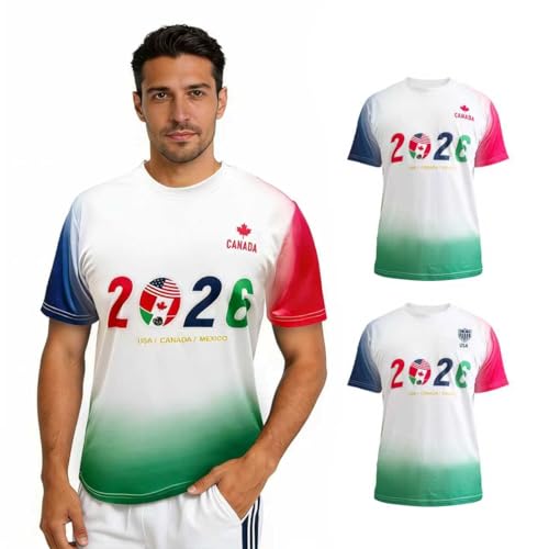 TeeTea Soccer Jersey Size S-L 2026 North America Soccer Cup Merchandise Soccer Fan Jersey Breathable Team USA (US Alpha Small Tri-Nations Unity 2026 Pride Jersey (Canada Edition))