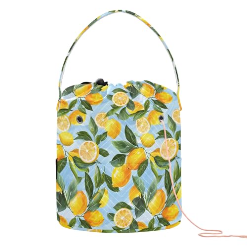 Yarn Storage Bag Small Crochet Bag Knitting Bag Organizer Lemons Italy Yarn Bags for Crocheting Basket