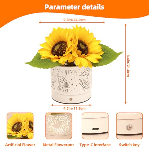Image of Birthday Gifts for Women,Sunflower Flower Touch Lamp,Rechargeable Cordless Lamp 3-Colour Dimming Night Light for Festival,Restaurant,Bedroom,Office Home Decor Gifts for Women Mom