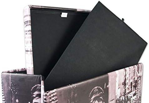 Iconic luxurious Audrey Hepburn style folding ottoman storage box. Practical storage solution perfect for bedrooms & living rooms. Use as footrest, bedside, table, vanity unit, make up chair.