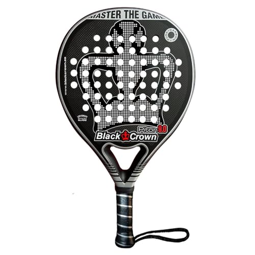 Black Crown - Pala de Padel Piton 9.0 - Forma redonda - Control - Peso 355 gr - Marco 38 mm con doble tubular de fibra carbono 80% - Resistente - Punto dulce amplio - Nivel Avanzado