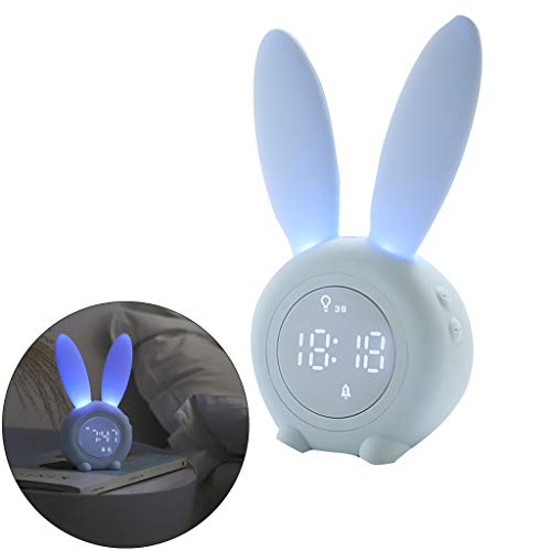Lichtwecker LED Digitaler Wecker Großes Display im Hasen Ohren Design, Magnetisch Reisewecker Tischuhr Wake Up Licht Nachttischlampe - VNEIRW Kann am