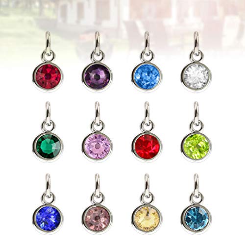 Supvox 24Pcs Birthstone Charms Stainless Steel Crystal Birthstone Pendants For Diy Jewelry Making Finding (Random Color) #TOP6