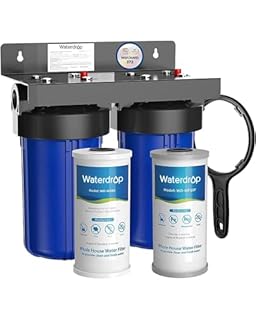 Waterdrop Whole House Water Filter System, Reduce Iron & Manganese, with Carbon and Sediment Filters, 5-Stage Filtration, Reduce Iron, Lead, Chlorine, Odor, 2-Stage WD-WHF21-FG, 1" Inlet/Outlet