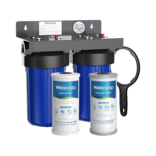 Waterdrop Whole House Water Filter System, Reduce Iron & Manganese, with Carbon and Sediment Filters, 5-Stage Filtration, Reduce Iron, Lead, Chlorine, Odor, 2-Stage WD-WHF21-FG, 1" Inlet/Out
