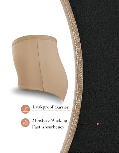 Image of AIRCUTE Washable Urinary Incontinence Protective Underwear for Women Leak Proof Absorbent Reusable Panties 60ML 1 Pack (Sandy, Large)