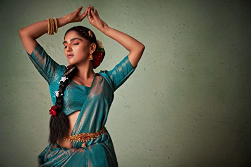 Vardha blue kanjivaram silk saree in art silk – image 6