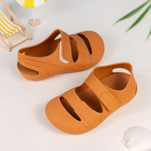 Image of HsdsBebe Little Kids Beach Sandals Toddler Boys Girls Jelly Sandals Closed-Toe With Anti-Slip Rubber Sole Children Summer Outdoor Water Shoes