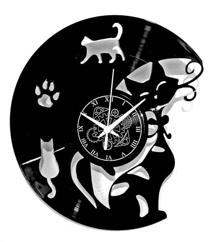 Instant Karma Clocks | Horloge Murale Design Chats Silhouettes Félin Patte Décorative Graphique...