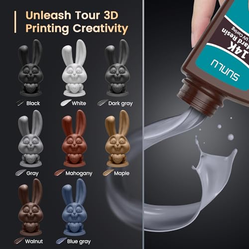 Image of SUNLU 14K Standard Resin 2kg, 3D Printing Resin for Detail Printing Miniatures, Fast Curing 405nm UV Photopolymer Resin, Smooth Matte Surface, 2000g Grey