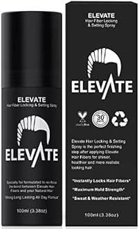 Elevate Hair Fiber Locking & Setting Hold Spray | New Advanced Long Lasting Formula | 2-6 Month Supply | Strong Formula for Wind, Sweat, and Weather Resistant for Men and Women