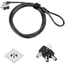 Laptop Cable Lock - 6.7Ft Security Cable with Adhesive Anchors - Compatible for Tablets, Laptops, iMac & Other Devices - 3 Keys Keyed Different